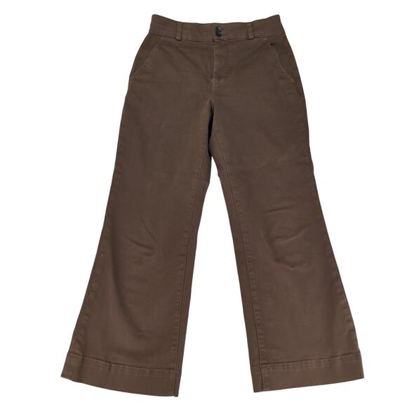 Everlane Brown Utility Kick Flare Pants Cotton Stretch Women 4 Cropped Wide Leg - Picture 1 of 9